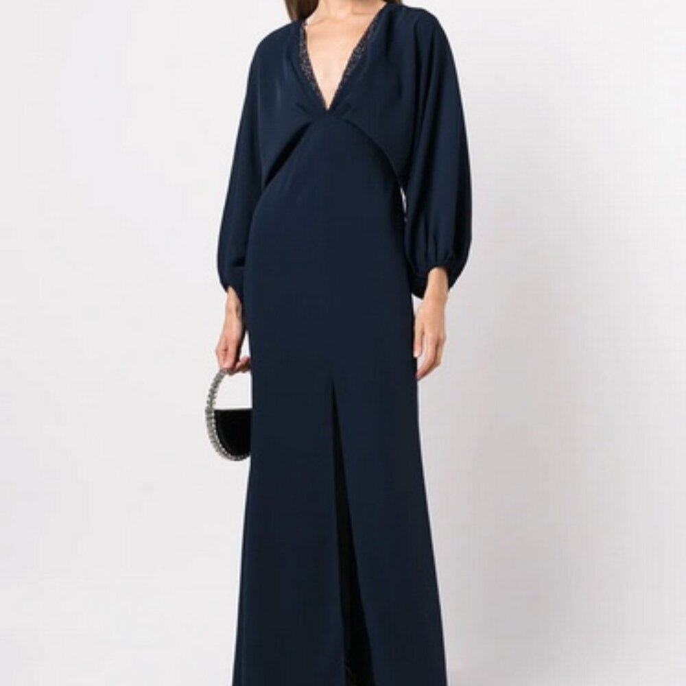 Sachin And Babi Navy Blue Gabby Crystal Embellished Gown
